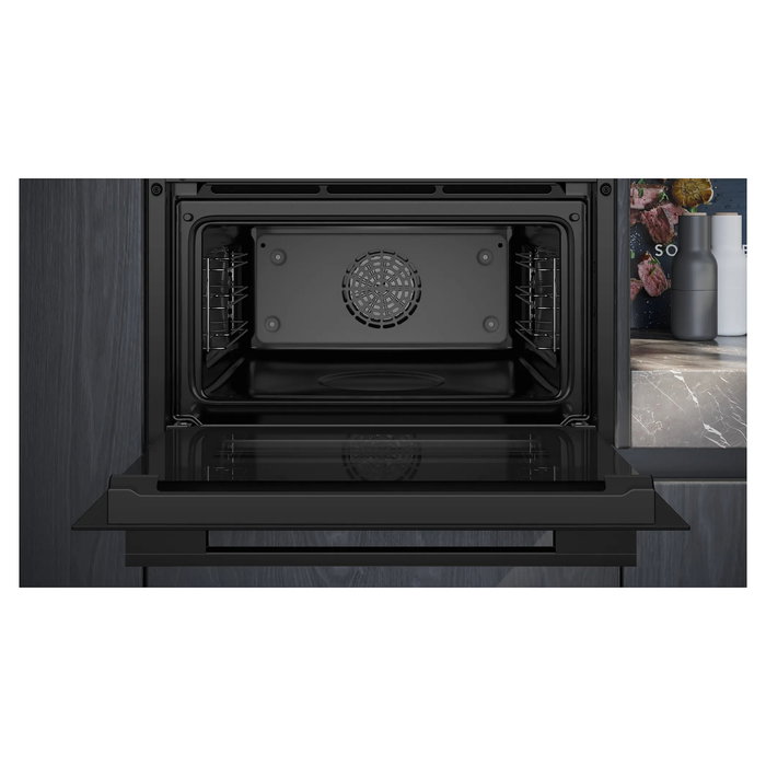 Siemens iQ700 Horno empotrable eléctrico CB734G1B1, 47L, Negro, Autolimpieza Catalítica e Hidrolítica, Puerta Fría, Clase A+