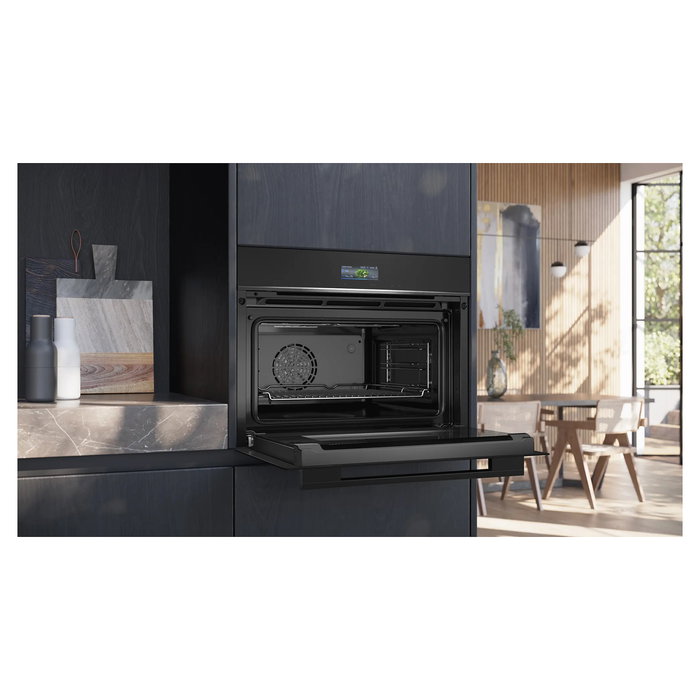 Siemens iQ700 Horno empotrable eléctrico CB734G1B1, 47L, Negro, Autolimpieza Catalítica e Hidrolítica, Puerta Fría, Clase A+