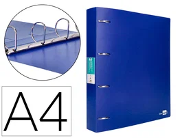 Liderpapel Carpeta 4 Anillas 40 mm Polipropileno Din A4 Azul Translucido