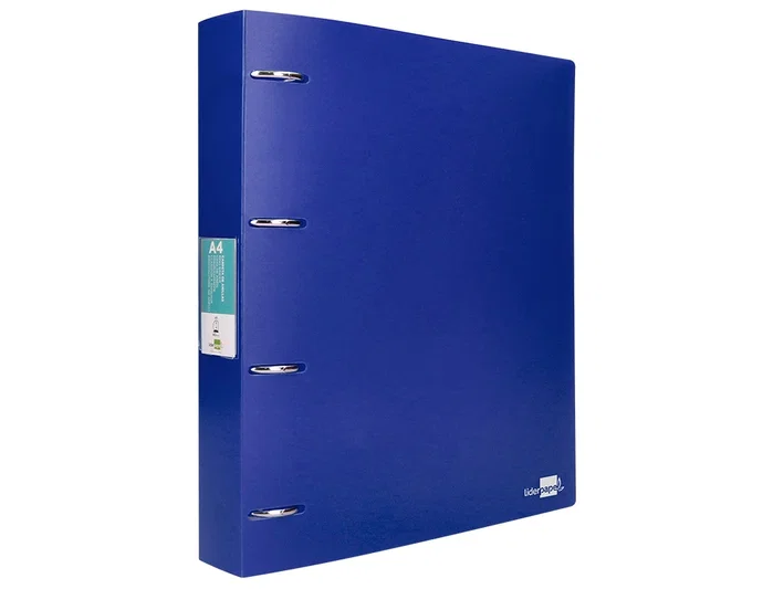 Liderpapel Carpeta 4 Anillas 40 mm Polipropileno Din A4 Azul Translucido