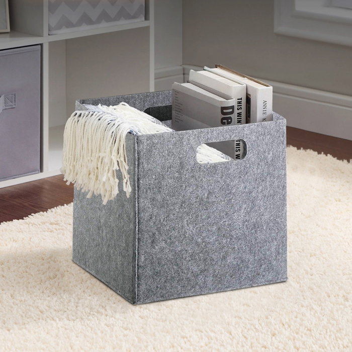 Aberto Design HMY-6393 Organizador de Escritorio de Fieltro Gris 30x30x30cm Funcional Elegante