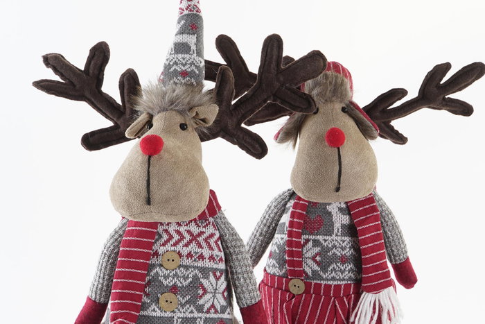DKD Home Decor Figura Navidad Tradicional Reno Rojo Blanco Poliester 20 x 58 x 10 cm (2 Unidades)