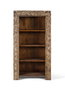 GINER Y COLOMER Librería de Madera de Mango con Acabado Envejecido y Moldura Tallada a Mano, 183 cm de Alto, 4 Estantes, Diseño Étnico y Artesanal