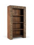 GINER Y COLOMER Librería de Madera de Mango con Acabado Envejecido y Moldura Tallada a Mano, 183 cm de Alto, 4 Estantes, Diseño Étnico y Artesanal
