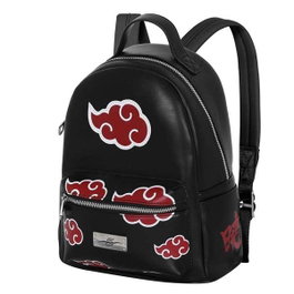 Naruto Mochila Heady Clouds Negra Urbana con Bolsillos Laterales y Interior, PVC/Poliéster, 8L