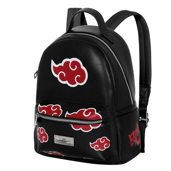 Naruto Mochila Heady Clouds Negra Urbana con Bolsillos Laterales y Interior, PVC/Poliéster, 8L