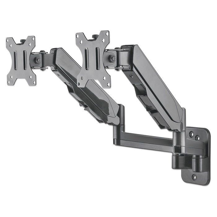 MANHATTAN Soporte de Pared Articulado con Gas Spring para 2 TV/Monitores 17" a 32" (Carga 8 kg por Pantalla), VESA 75x75/100x100 mm, Negro MANHATTAN Soporte de Pared Articulado con Gas Spring para 2 TV/Monitores 17" a 32" (Carga 8 kg por Pantalla), VESA 75x75/100x100 mm, Negro