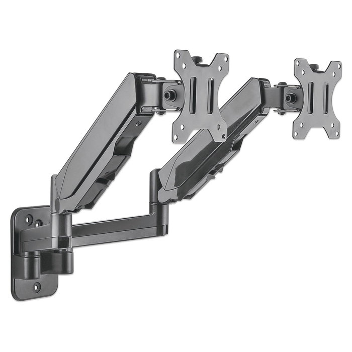 MANHATTAN Soporte de Pared Articulado con Gas Spring para 2 TV/Monitores 17" a 32" (Carga 8 kg por Pantalla), VESA 75x75/100x100 mm, Negro MANHATTAN Soporte de Pared Articulado con Gas Spring para 2 TV/Monitores 17" a 32" (Carga 8 kg por Pantalla), VESA 75x75/100x100 mm, Negro
