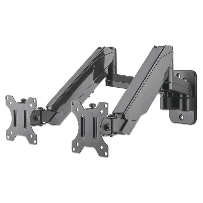 MANHATTAN Soporte de Pared Articulado con Gas Spring para 2 TV/Monitores 17" a 32" (Carga 8 kg por Pantalla), VESA 75x75/100x100 mm, Negro MANHATTAN Soporte de Pared Articulado con Gas Spring para 2 TV/Monitores 17" a 32" (Carga 8 kg por Pantalla), VESA 75x75/100x100 mm, Negro