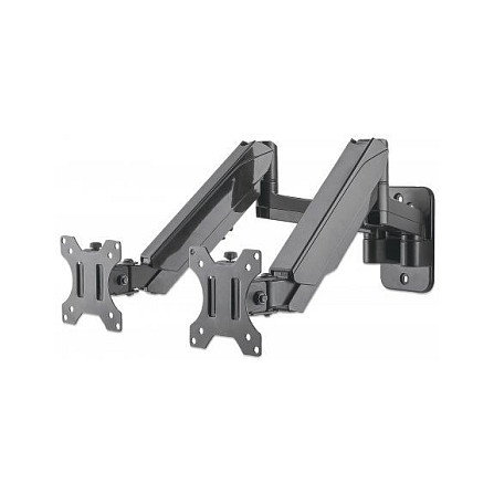 MANHATTAN Soporte de Pared Articulado con Gas Spring para 2 TV/Monitores 17" a 32" (Carga 8 kg por Pantalla), VESA 75x75/100x100 mm, Negro MANHATTAN Soporte de Pared Articulado con Gas Spring para 2 TV/Monitores 17" a 32" (Carga 8 kg por Pantalla), VESA 75x75/100x100 mm, Negro