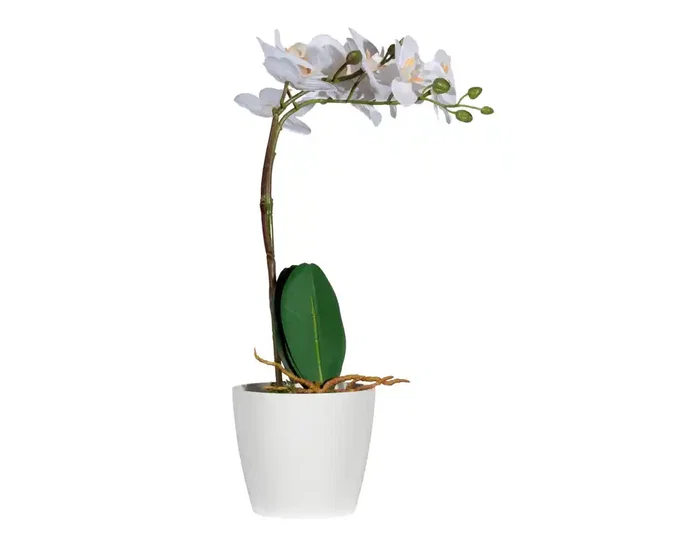 Paperflow Orquidea Artificial Blanca 40 cm Seda y Plástico para Decoración