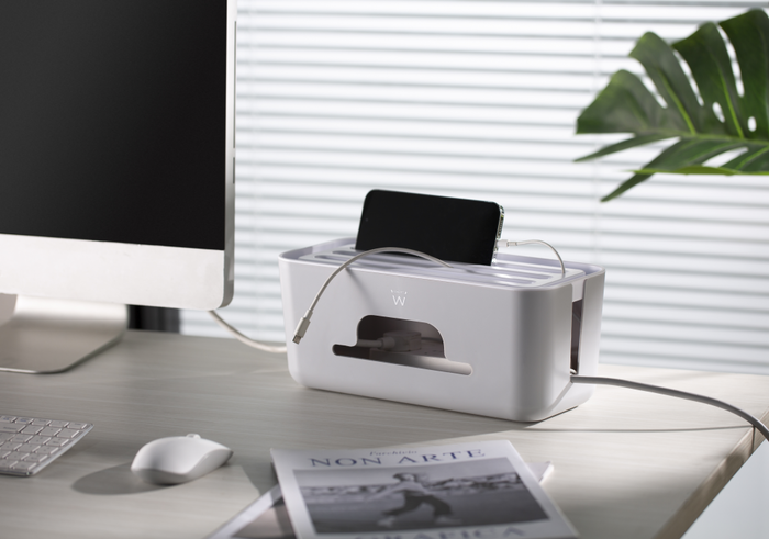 EWENT EW1569 Caja Organizadora de Cables Universal, Blanco, 1 Pieza