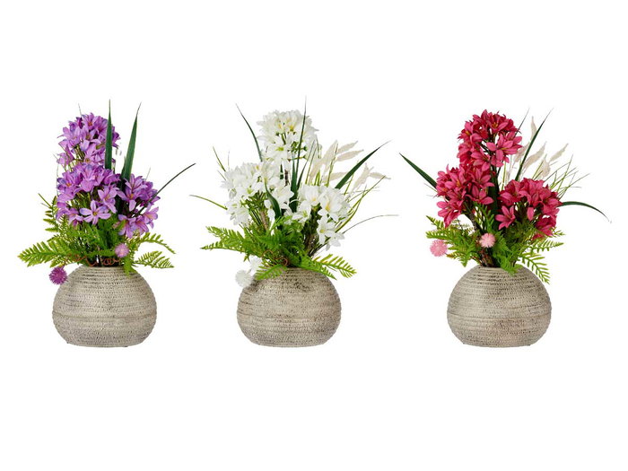 IBERGARDEN Maceta Bola Gigante Con Flores Surtidos Colores 30x49x26 cm (Set de 3)