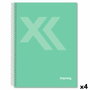 IMPREX Cuaderno Espiral Tapa Forrada Folio 80H 90gr 4x4 Verde (Set de 4)逐