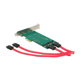 DeLOCK Tarjeta PCI Express x1 con 2 Puertos Internos M.2 Key B SATA de 110 mm - Factor de Forma Low Profile, Compatible con Windows/Linux, Incluye Cables
