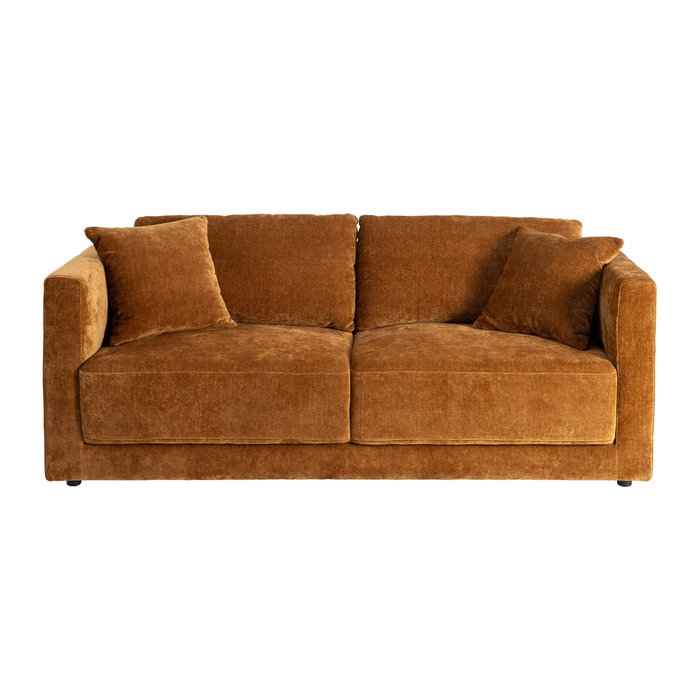 Sofá 3 Plazas Ocre Tejido-Madera 210 X 96 X 86 cm Sofá 3 Plazas Ocre Tejido-Madera 210 X 96 X 86 cm