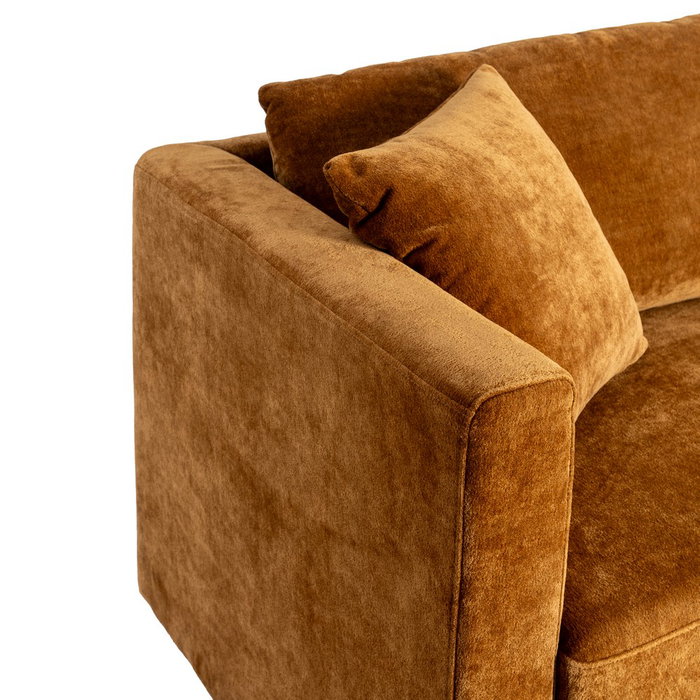 Sofá 3 Plazas Ocre Tejido-Madera 210 X 96 X 86 cm Sofá 3 Plazas Ocre Tejido-Madera 210 X 96 X 86 cm