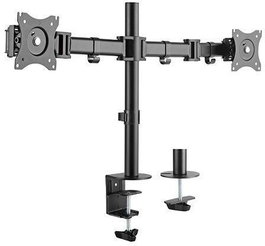 eSTUFF Soporte de Escritorio para Doble Monitor con Ajuste Ergonómico y Gestión de Cables