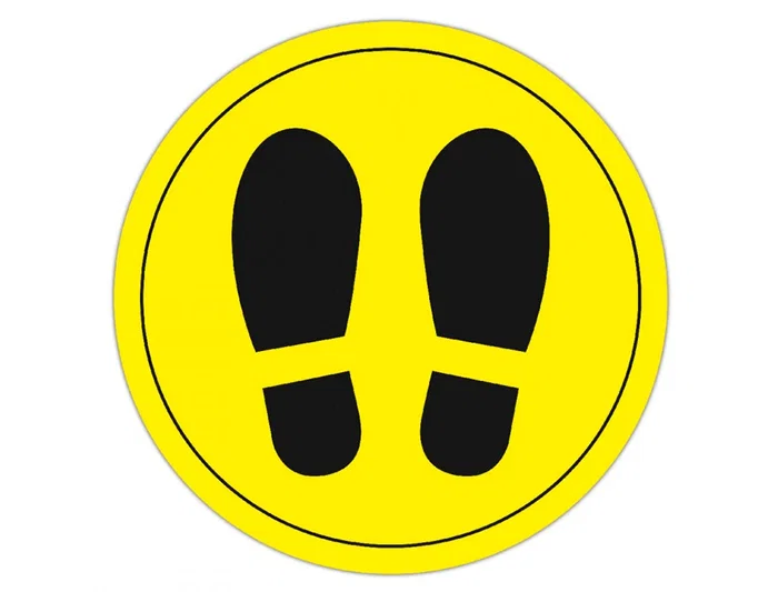 Apli Círculo Señalización Adhesivo para Suelo PVC 100 micras Pies Amarillo/Negro Diámetro 30 cm