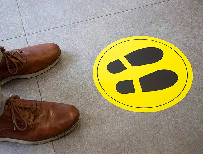 Apli Círculo Señalización Adhesivo para Suelo PVC 100 micras Pies Amarillo/Negro Diámetro 30 cm