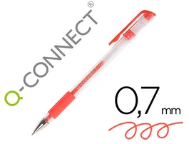 Q-connect Bolígrafo Tinta Gel Rojo 0,7 mm con Sujeción de Caucho y Cuerpo Transparente