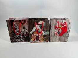 DKD Home Decor Bolsa Navidad Alpina Natural Multicolor Papel 10 x 23 x 18 cm (12 Unidades)