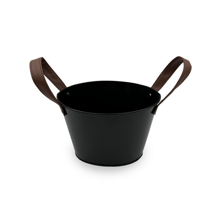 Inde Cubo Metal Ovalado My Bar con Asa de Piel Negro 20 cm (12 Unidades)
