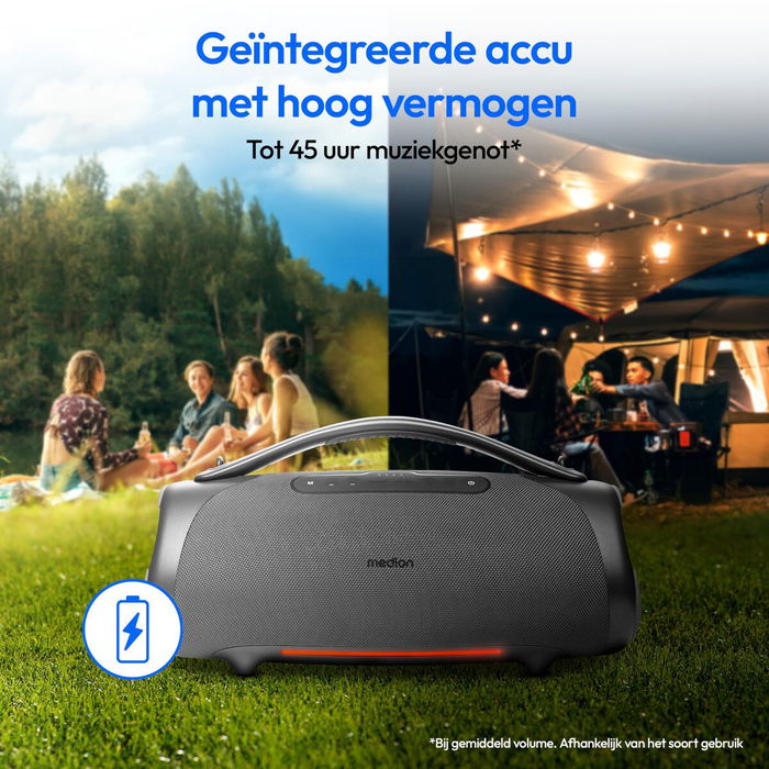 Medion AAAPE76038 Altavoz Bluetooth XL 100W RMS 30h Autonomía Protección IPX7 RGB