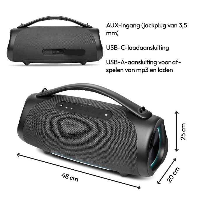 Medion AAAPE76038 Altavoz Bluetooth XL 100W RMS 30h Autonomía Protección IPX7 RGB