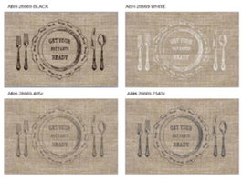 DKD Home Decor Individual Lino Negro Natural 30 x 0.1 x 45 cm (12 Unidades)