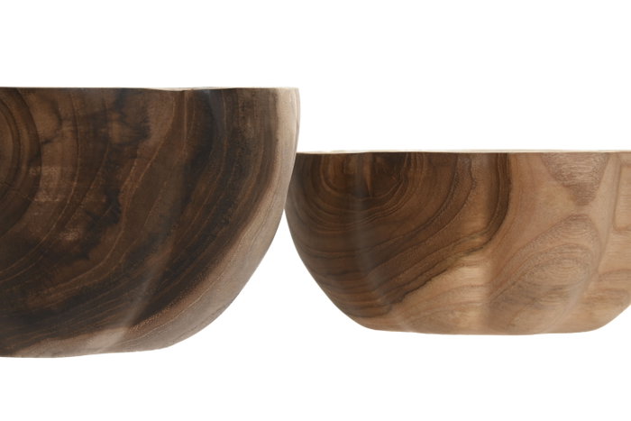 DKD Home Decor Set de 2 Bandejas Vaciabolsillos de Teca y Capiz 20x20x9 cm