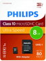 Philips MicroSDHC 8 GB Clase 10 UHS-I U1 con adaptador