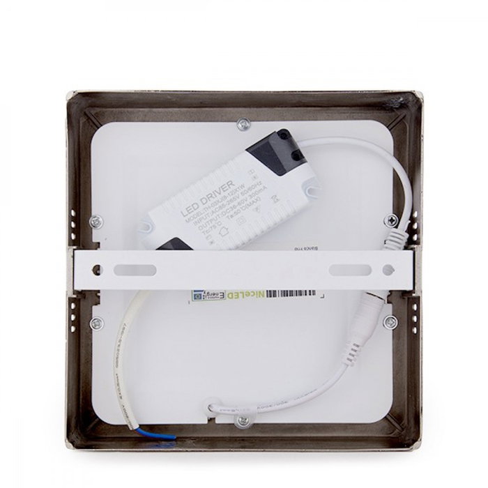 Plafón LED Cuadrado 12W 1200Lm 6000K Níquel Satinado Plafón LED Cuadrado 12W 1200Lm 6000K Níquel Satinado
