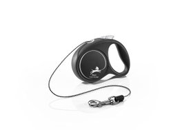 Flexi Black Design Correa Extensible de Cordón Negra, XS, 3m, hasta 8kg