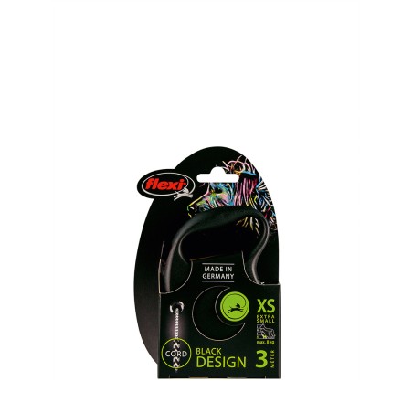 Flexi Correa de Cordón Negro Diseño Negro 3M XS 8 kg