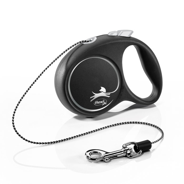Flexi Black Design Correa Extensible de Cordón Negra, XS, 3m, hasta 8kg