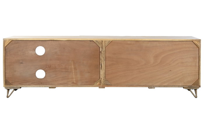 DKD Home Decor Mueble de TV Mandala Natural Mango y Metal