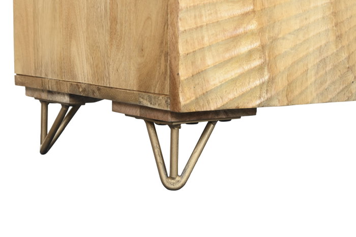 DKD Home Decor Mueble de TV Mandala Natural Mango y Metal