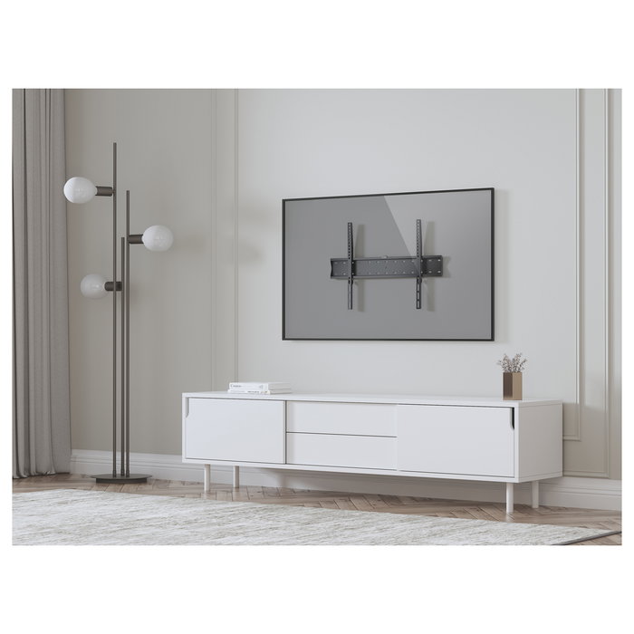 EQUIP Soporte de Pared Fijo para TV 37"-70" (94-177.8 cm) 40 Kg VESA 200x200 hasta 600x400 Negro Acero Inoxidable 1 Gango