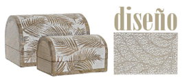 DKD Home Decor Set de 2 Joyeros India8 de Mango Marrón