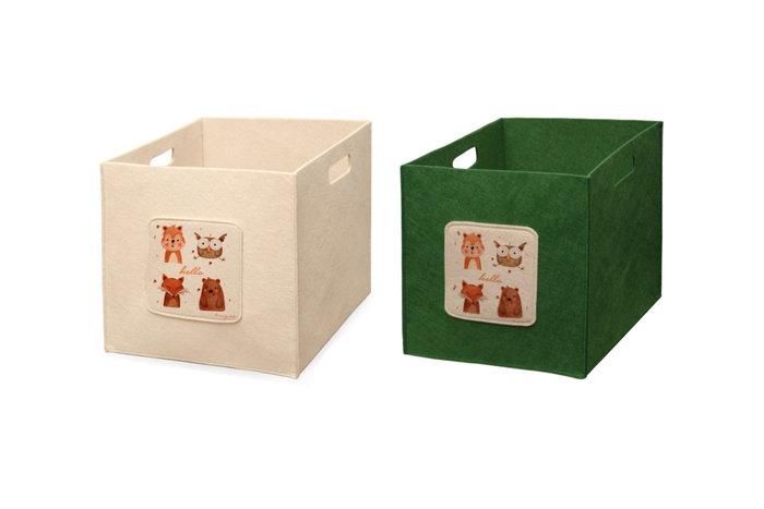 Aberto Design 6258 Organizador de Escritorio de Fieltro Verde y Crema 30 x 30 cm (2 Piezas)