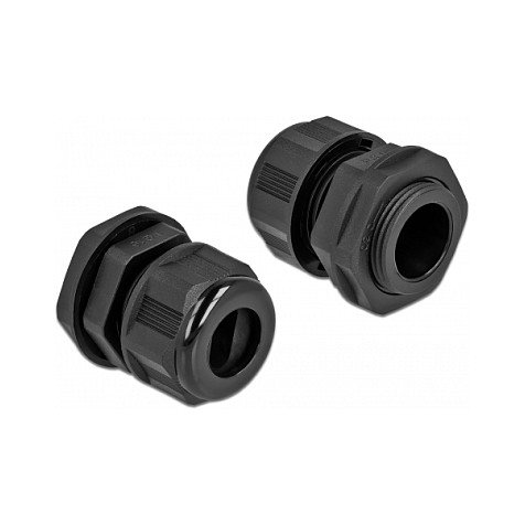 DeLOCK Prensaestopas PG16 para cable plano negro, 2 unidades DeLOCK Prensaestopas PG16 para cable plano negro, 2 unidades