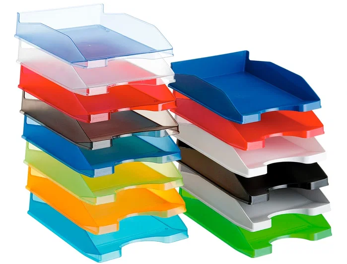 Q-connect Bandeja sobremesa plástico azul transparente 240x70x340 mm