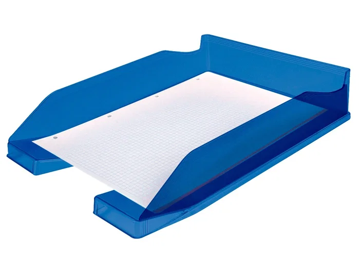 Q-connect Bandeja sobremesa plástico azul transparente 240x70x340 mm