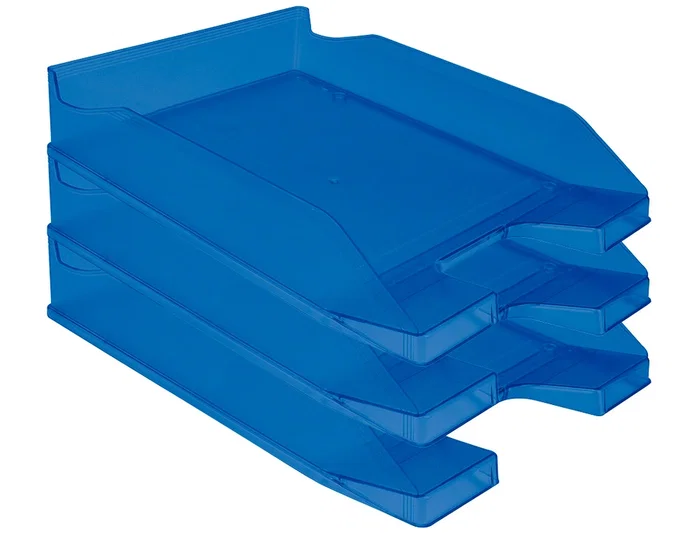 Q-connect Bandeja sobremesa plástico azul transparente 240x70x340 mm