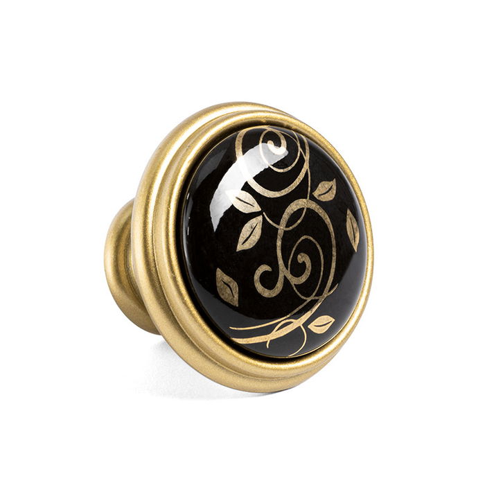 Giusti Pomo y Tirador Modelo Sarka Zamak/Porcelana Acabado Oro, Distancia 0mm-1 Agujero