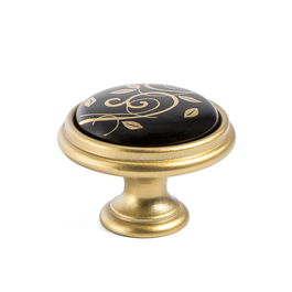 Giusti Pomo y Tirador Modelo Sarka Zamak/Porcelana Acabado Oro, Distancia 0mm-1 Agujero