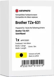 Agfa Photo Cinta mecanográfica Negro sobre amarillo compatible con Brother TZe-631