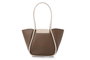 Lucky Bees Greta Bolsa de Hombro, Cuero de Polivinilo, Color Mink y Crema