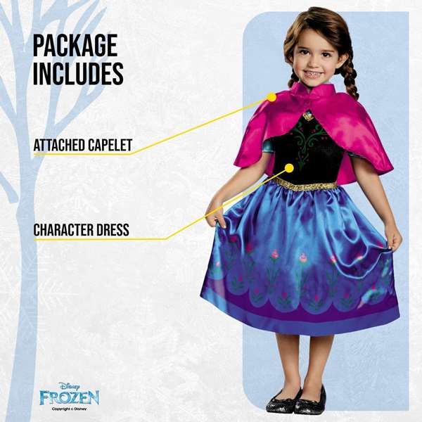 Disney Disfraz Frozen Anna de Viaje Classic para Niñas de 3 a 4 Años Azul